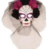Masker Day Of The Dead Paars Bloemen